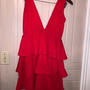 Red Ruffle Mini Dress